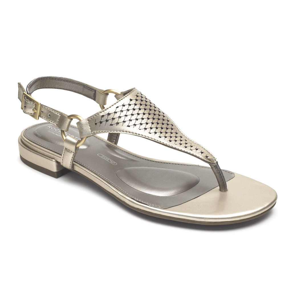 Sandalias Rockport Mujer Mexico - Total Motion Zosia Thong Dorados - BEDKG2350